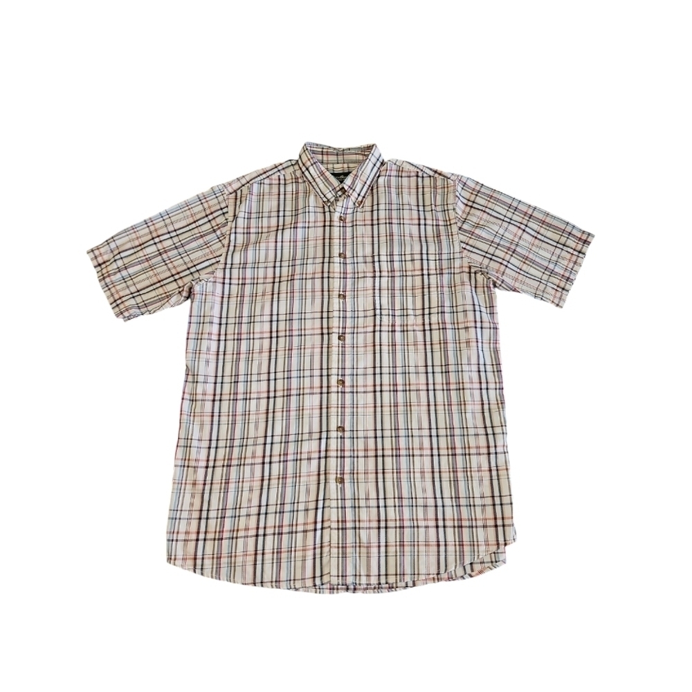 Eddie Bauer Men's Multicolor Relaxed Fit Plaid Button Down Shirt Size Large Tall